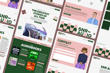 Preview of SNR Audio website on device - Website browser on Mac laptop with SNR Audio website open