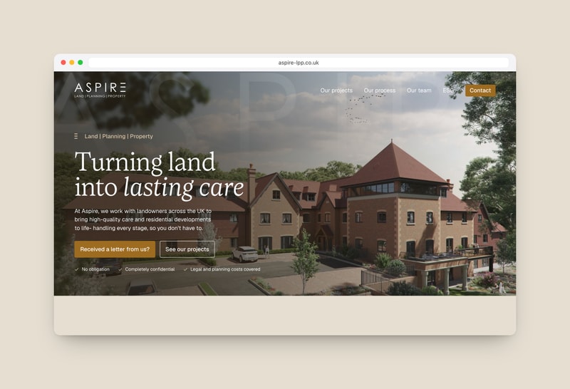The Aspire LPP homepage, with the "Received a letter from us?" button in the hero
