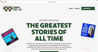 The SNR Audio homepage