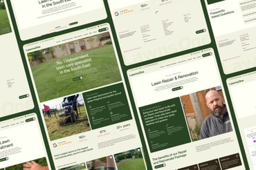 Preview of LawnsOne website on device - Website layout of LawnsOne website.